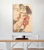 Dwie kobiety obejmujące Schiele Malowanie Plakat Home Decor Oprawione lub Unframed Fotopaper Materiał
