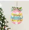 Easter Party Wooden Door Sign with Lights Eggs Shaped Happy Easter Letters Shop Home Decoration