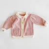 Lente Herfst Baby Meisjes Jas Kinderkleding Pocket Lange Mouw Knit Kids Cardigan 0-2Ers 210521