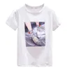 Witte korte mouw T-shirt O-hals Zomer Losse Tops Tees Dames Gedrukt Applique Kralen Mode Dameskleding 8642 50 210417