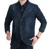 Hommes Denim costume Blazer bouton jeans décontractés manteaux vêtements d'extérieur formels hauts vestes S-4XL grande taille 2022