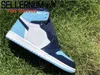 AUTENTIC 1 HIGH OGR WMNS Unc brevetto scarpe da esterno Donne Obsidian Blue Chill Bianco Sneakers in pelle Sneakers Sport con originale 36-47