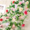 Couronnes De Fleurs Décoratives 240CM Décoration De Mariage Roses En Soie Artificielle Lvy Vigne Avec Des Feuilles Vertes Pour La Maison Faux Feuille Diy Garlan Suspendu