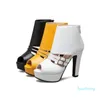 Kvinnor sandaler mode super hög häl elegant dam klänning skor plattform fisk mun kvinna svart vit gul