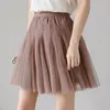 Lucyever printemps été jupe plissée femmes Net fil Empire Mini jupes femme all-match Design élégant jupes femme 210521