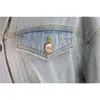 Denim Tops Drop-épaule à manches longues à manches longues de style coréen manteau de jeans décontractés poches lâches ceintures bleu col rabattu 192B 210420