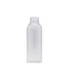Bottiglia portatile in plastica trasparente con spalla rotonda, coperchio a vite nero in PET con tappo interno, contenitore vuoto riutilizzabile per imballaggio cosmetico, 50 ml, 75 ml, 100 ml, 250 ml.