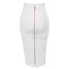 12 Colors Plus Size XL XXL Sexy Solid Zipper Orange Blue Black Bandage Skirt Women Elastic Bodycon Summer Pencil 58cm 210527