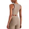 Ao ar livre esportes colete tipo feminino nude yoga roupas sutiã tanques terno com peito almofada alto colar de contraste cor fitness camisa ginásio roupas blusa