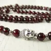 Colar de Mala ou Pulseira 6mm Garnet Yoga Presente Buddha Garnet Wrap Wrap Pulseiras