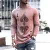 Wiosna Jesień Męska Bluza Moda Casual Z Długim Rękawem V-Neck Topy Męski Swetry Karta Poker Drukuj Koszulki Streetwear 3XL