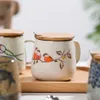 Vintage Coffee Mug Unique Japanese Retro Style Ceramic Cups, 380ml Kiln Change Clay Breakfast Cup Creative Gift for Friends 210804