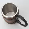Mokken Houten vat Roestvrij staal Hars 3D Bier Mok Goblet Game Tankard Coffee Cup Wijnglas 650ml Gekregen Gift