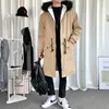 Winter Men's Long Trench Coats Snow Jacket Fashion Windbreaker Plush Overcoat Hooded Parkas Cotton-padded Clothes M-5XL 210524