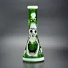 10 "Hookah Handpainted Glass Beaker Bongの発光水道管アイスキャッチャー5mm厚い輝きの太い輝き14-18 mmジョイントボールのダウンシステム