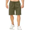 Mäns Shorts Mens Casual Fashion Flax 2021 Sommar Linne Solid Kort Byxor Man Sport Running Training Bermudas Oversiszed 3XL