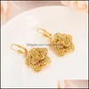 Orecchini Collana Set di gioielli Oro Dubai India Collane con ciondolo a forma di fiore Catena per le donne Regali di Natale per ragazze da sposa Drop Deliver