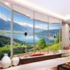Özel Fotoğraf 3D Balkon Orman Göl Uzay Duvar Modern Oturma Odası Arka Plan Boyama Ev Dekor Duvar Kağıtları