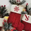 Kerst Breien Sneeuwvlok Brief Kous Xmas Tree Hanger Candy Gift Sock Bag Festival Party Decor Home Desktop Ornamenten Lle9974