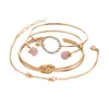 4 ensembles simples personnalité féminine nouée bague cercle ensemble bracelet bijoux de luxe pour femmes 2021 bracelets pour femmes vintage # y5 Q0719