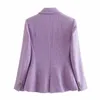 Nomikuma Korean Dubbelbröst Blazer Coat Höst Vinter Kvinnor Blazers Causal Purple Långärmad kostym Jackor 6B716 210930