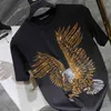 Moda Streetwear Adam Falcon Giyim Hayvan Kartal 3D Rhinestone T-Shirt Yaz Rahat Erkekler Şahin T Shirt Erkek Kısa Kollu W220221 Tops