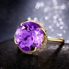 Paarse kristallen amethist edelstenen zirkoon diamanten ringen voor vrouwen 18 k goud kleur sieraden bijoux bague party mode geschenken