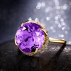 Purple crystal amethyst gemstones zircon diamonds rings for women 18k gold color jewelry bijoux bague party fashion gifts