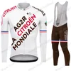 Lato AG2R Francuski 2021 Zespół Koszulki Kolarstwo Zestaw Odzież Długie Rękaw MTB Bike Road Spodnie BIB Maillot Culotte FietsKleding Ropa Zestawy wyścigowe
