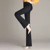 YUEY Nouveau Pantalon Femme Taille Moyenne Plus Taille Mince 100% Coton Pantalon Évasé Couleur Unie Casual Stretch Doux S à 4XL Dropshipping Q0801