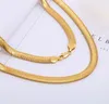 6mm Flat Snake Chains Plated 18K Gold Necklaces Men Women Fashion Jewellery Hip Hop 18 20 22 24 26 28 30 Inche