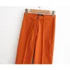 Retro mode wijd been vrouwelijke uitlopende broek herfst effen kleur hoge taille slanke professionele vrouwen broek 210507