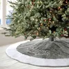 Décorations de Noël 90/122cm Grande jupe grise Tree Jupe en peluche Scène de broderie de Noël Mateau de plancher de Noël Décor pour la décoration