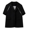 IEFB Men's Clothing Black Summer Blazers Personality Chain Design Suit Jacket Men's Short Sleeve Coat Korean 9Y7444 210524