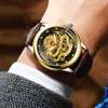 Golden Mens Watches Top Marca Luxo Chinês Dragão Relógio Business Full Steel Quartz Clock Masculino Relogio Masculino