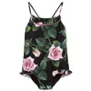 Nieuwe Zomer Hot Peuter Kids Badmode Baby Meisjes Bloem Bikini Badmode Rose Patroon Uitkijkpak Swimpak Swimming Draagt ​​2616 Q2