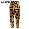남성 바지 Liasoso Leopard 동물 스웨트 팬츠 스트리트웨어 패션 느슨한 땀 조깅 캐주얼 하라주쿠 3D 인쇄 여성 남성 바지