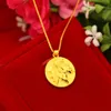 Cirlcle Leaf Design 18k oro giallo riempito catena ciondolo rotondo per donna ragazza