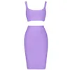 Bandage Dress Set Summer Women's Lilac Purple 2 Piece Set Kvinnor Outfits Födelsedag Tvådelar Klänning Set Bodycon Club Party 210608