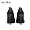 Sophitina Snake Print Kvinnors Pumpar British Style Super High Heel Pekad Toe Skor Party Handgjorda Ity Kvinna Skor AO290 210513