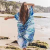 Bohemian Printed Summer Women Beachwear Kaftan Cover-ups Beach Dress Cotton Tunic Swim Wear Cover Up Robe de plage #Q736 210420