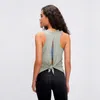 L2027 Women Yoga Tanks Sports T-Shirt Outfit Nude Skin-Friendly Strappy Fashion Vest Lady Bow Beauty Back Blouse Loose and Breathable Running Tops