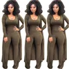 Women's suit Three-piece O Neck Long sleeve Solid Knitted Plus Size Autumn Red Brown Army green Orange Arrival 210416