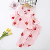 Baby Girls Pajamas Set Cute Cartoon Long Sleeved Clothes Cotton Silk Thin Long-sleeved Air-conditioning Sleepwear Family 210915