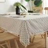 Pastoral Rectangular Linen Cotton Cloth Tablecloth Fabric Daisy Flower Printed Home Kitchen Dining Room Table Cloths Ornament 210626