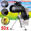 50*60 randonnée en plein air Camping HD optique trépied monoculaire télescope observation des oiseaux avec lampe de poche Laser Clip de téléphone