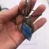 1pc naturel Labradorite pierre de lune pierre brute feuille bleu clair de lune pendentif bijoux