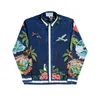 Casablanc 22ss summer fashion shirts light luxury dark blue plant flower print loose shirt jacket2760