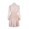 Casual jurken dames lente en zomer high-end boutique roze lange mouwen taille sluiting jurk