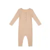 Botão Macacão Infantil Botão Roupa Menino Romper Manga Longa Menina Recém-nascido Elasticity Jumpsuits Cor Pura Crianças Bodysuit Bebê Boutique Roupas Use